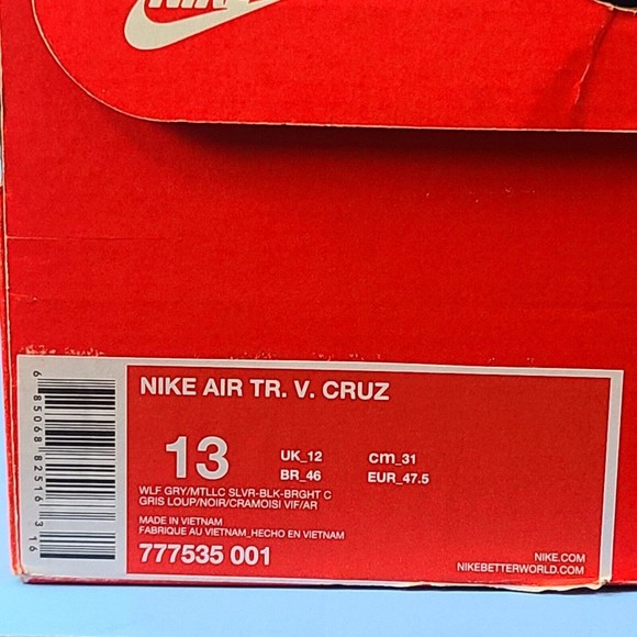 Nike Air Trainer Victor Cruz Wolf Grey Black Retro TR 777535-001 Mens Si…